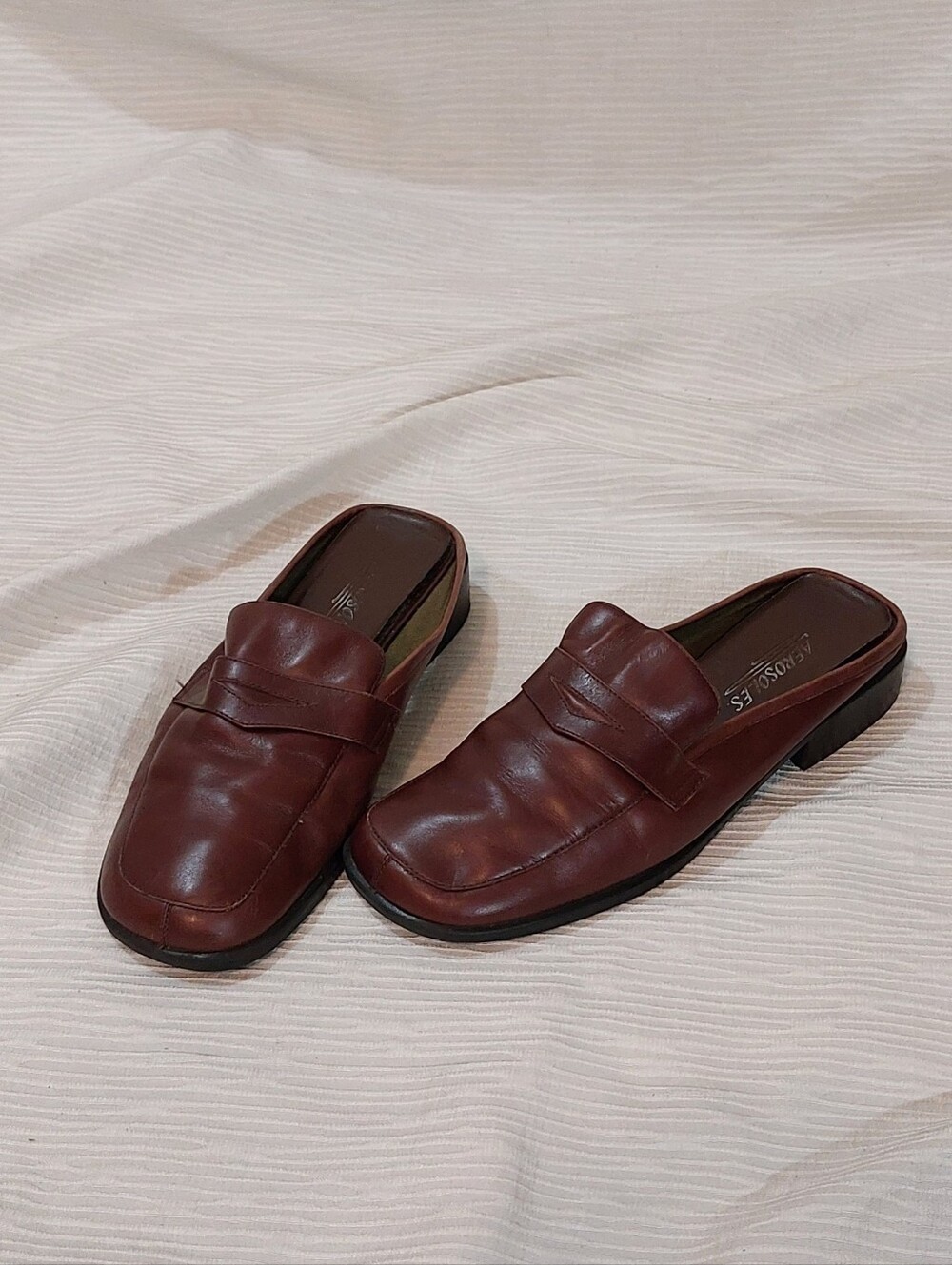 AEROSOLES Women's Brown Slip-On Leather Loafers Size 7